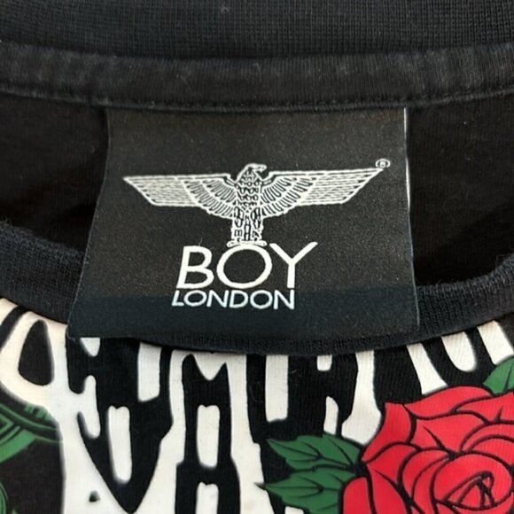 BOY London Black Tie-Waist Rose T-Shirt XS - Picture 5 of 11